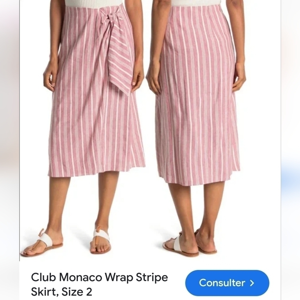 NWOT Club Monaco Linen Wrap Strip Skirt Size 2